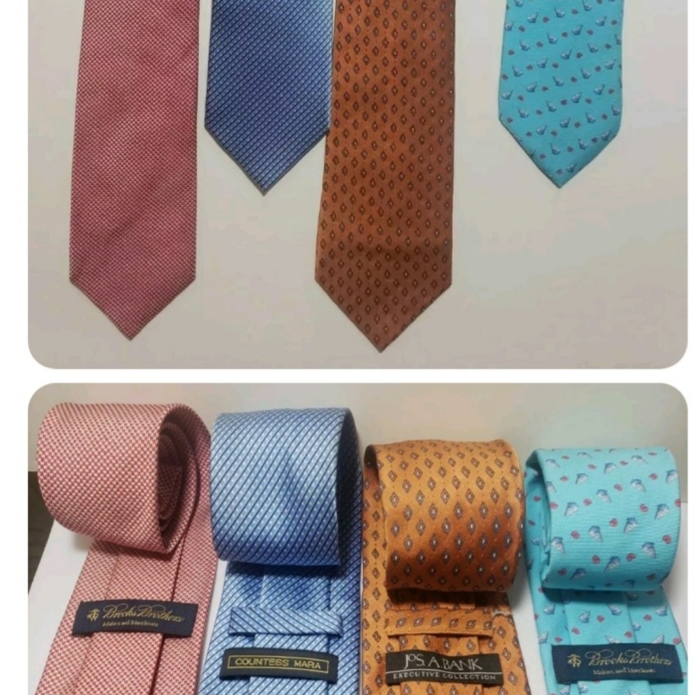 Set of 4 Classic neck ties - Brooks Brothers x2 ~ Countess Mara 1 ~JOS.A.Bank 1